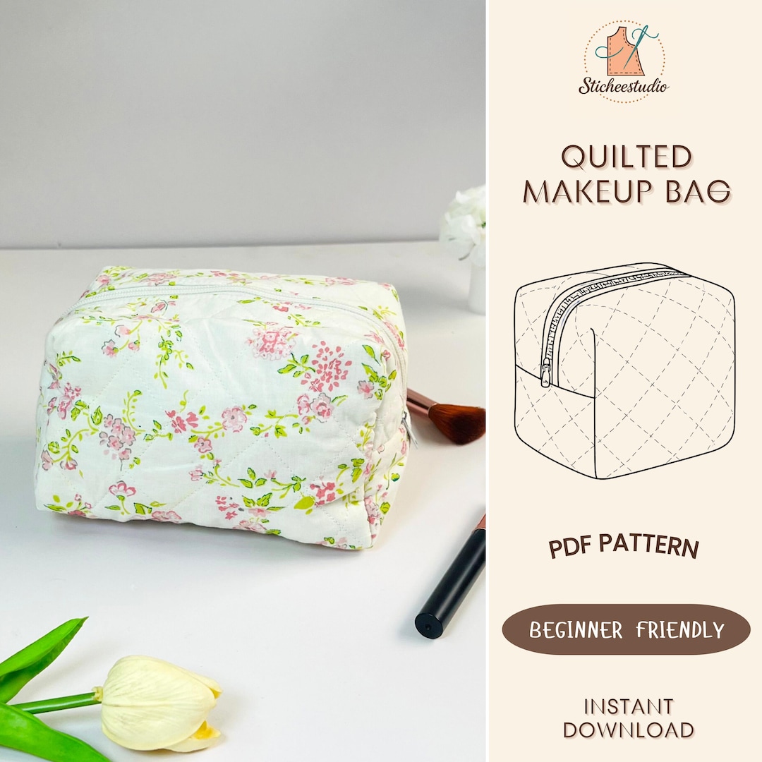 Quilted Makeup Bag Sewing Pattern: Beginner-friendly Boxy Pouch
