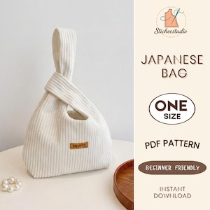 Reversible Japanese Knot Bag Sewing Pattern: Easy DIY Wrist Bag (PDF Download)