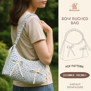 Drawstring Bow Bag Sewing Pattern: 2-in-1 Crossbody & Shoulder Bag, PDF Digital Download