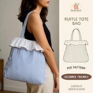 Ruffle Tote Bag Sewing Pattern: Easy PDF Handbag Project (Digital Download)