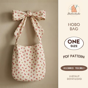 Wzór na torebkę typu hobo: torebka z wiązaniem w kształcie półksiężyca, dla początkujących (pobierz plik PDF)