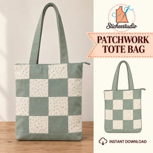 Patchwork Quilted Tote Bag Sewing Pattern | Beginner Market Bag (PDF)