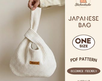 Japanese Knot Bag Sewing Pattern | Reversible Wrist Bag | Easy DIY Knot Bag | Beginner Friendly | A4 US Letter Printable Instant Download
