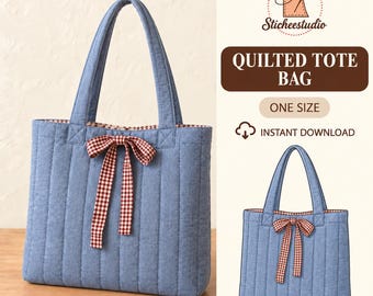 Quilted Tote Bag Sewing Pattern | Beginner Friendly Market Shopper (PDF Download)