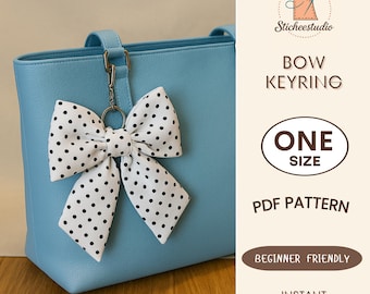 Puffy Bow Keychain Sewing Pattern PDF | DIY Fabric Bow Key Ring | Cute Bow Charm Pattern | Beginner Sewing Gift Idea | A4 A0 US Letter