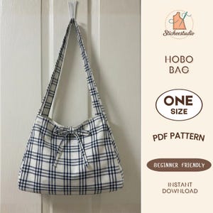 Hobo Tie Bag Sewing Pattern, Crossbody Shoulder Bag, Beginner Friendly PDF Template (A4/Letter)