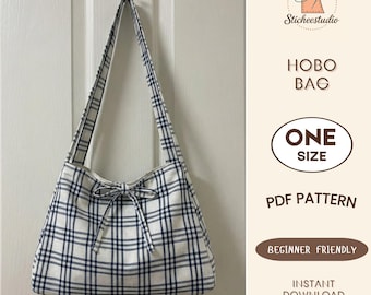Hobo Tie Bag Sewing Pattern PDF | Crossbody Shoulder Bag for Beginners | Slouchy Bag | A4 US Letter Printable Instant Download