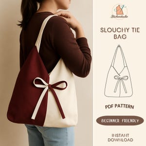 Slouchy Tie Bag Sewing Pattern, Crescent Bag Sewing, Shoulder Bag Pattern, Slouchy Hobo Bag, Instant Easy PDF Download, Beginner Friendly