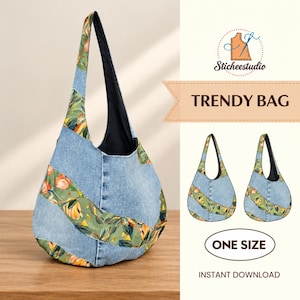 Round Bag Sewing Pattern PDF – Shoulder Tote with Sizes & Instructions (A0,A4, LETTER Pattern)