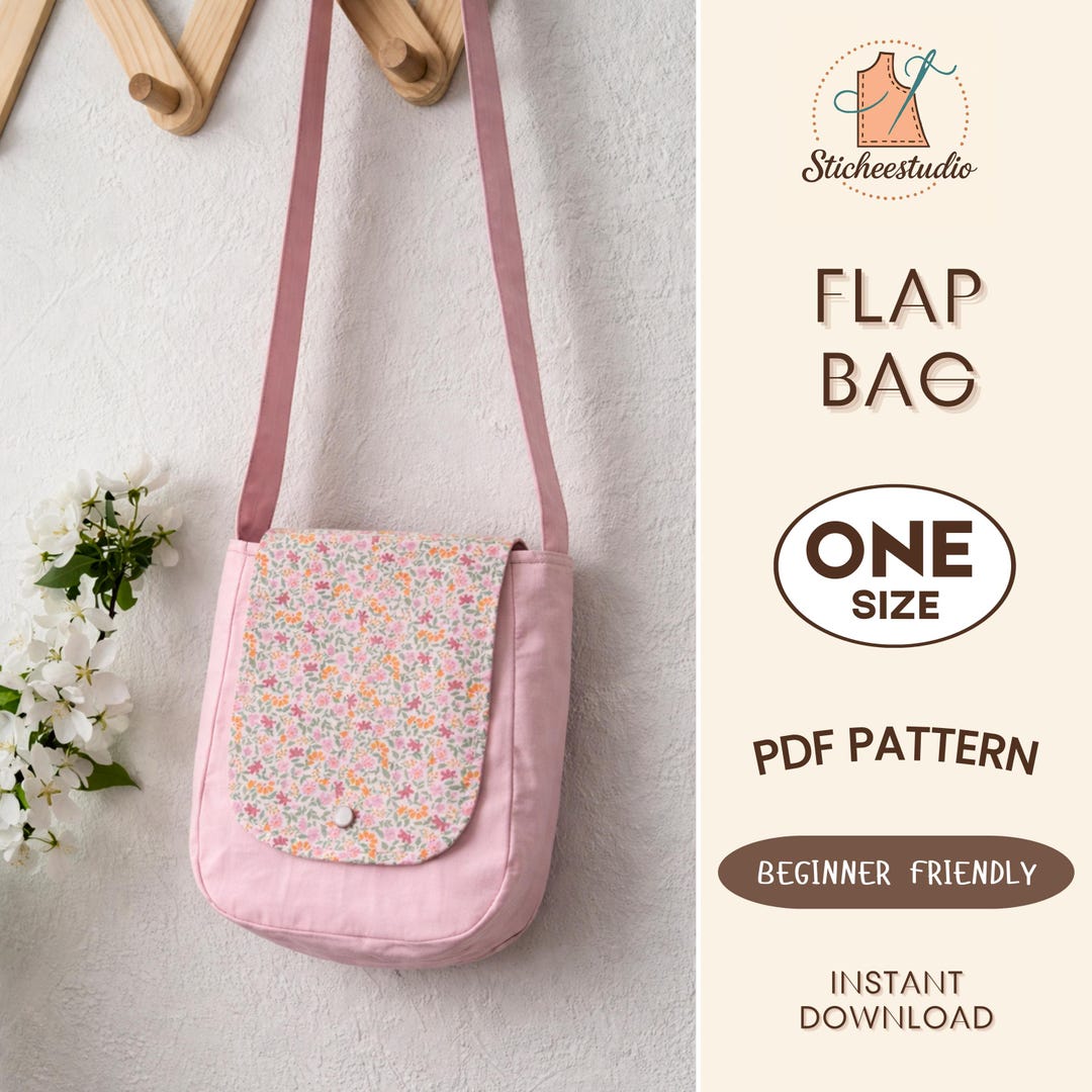 Flap Sling Bag PDF Sewing Pattern | Crossbody Shoulder Tote (digital ...