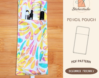 Elastic Pencil Case Sewing PDF | Easy Beginner Pencil Pouch | No Zipper Fabric Pencil Case | A4 US Letter Instant Download