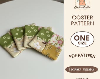 Fabric Coaster Sewing Pattern PDF, Beginner Friendly PDF Template (A4/Letter)