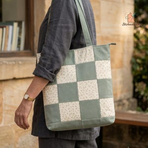 Patrón de costura para bolso de tela patchwork / Bolso de mercado en PDF / Bolso de mano para mujer / Patrón para principiantes