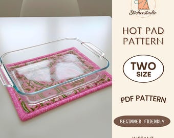 Large Hot Pad Pattern PDF | Casserole Dish Pot Pad Sewing Pattern | Quilted Placemat | Beginner Friendly PDF