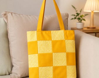 Cartamodello PDF per borsa tote patchwork trapuntata - Modello per borsa da mercato (A4, US Letter, A0)
