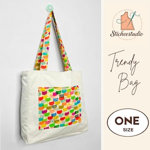 Tote Bag Sewing Pattern, Shoulder Bag Sewing Pdf Instant Download, Pattern Confident Beginner Friendly,