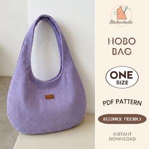Wzór do szycia dużej torby typu hobo w formacie PDF, torba na ramię DIY, przyjazna dla początkujących (do pobrania w wersji cyfrowej)