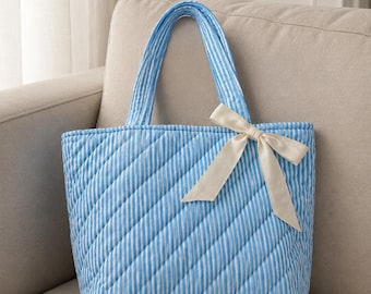 Quilted Tote Bag Sewing Pattern PDF | Beginner Lined Bag | Easy Quilted Shopper Pattern | A4 US Letter A0 | Instant Download