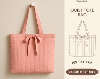 Quilted Tote Bag Sewing Pattern PDF | Beginner Friendly Quilted Shopper Bag | Lined Quilted Market Bag | A4 A0 US Letter Instant Download