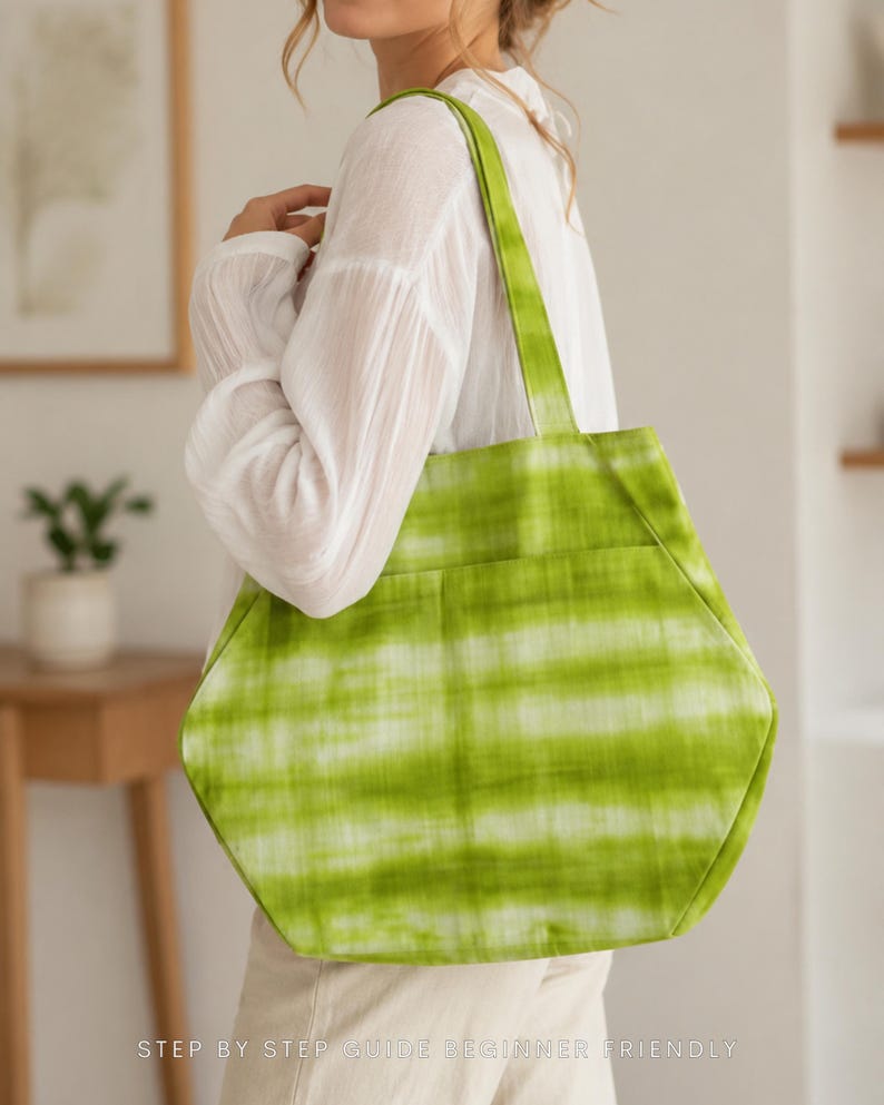 Tote Bag Sewing Pattern PDF | Beginner Friendly Shopper Bag With Pocket | Easy Lined Tote Pattern | A4 US Letter A0 | Instant Download image 2