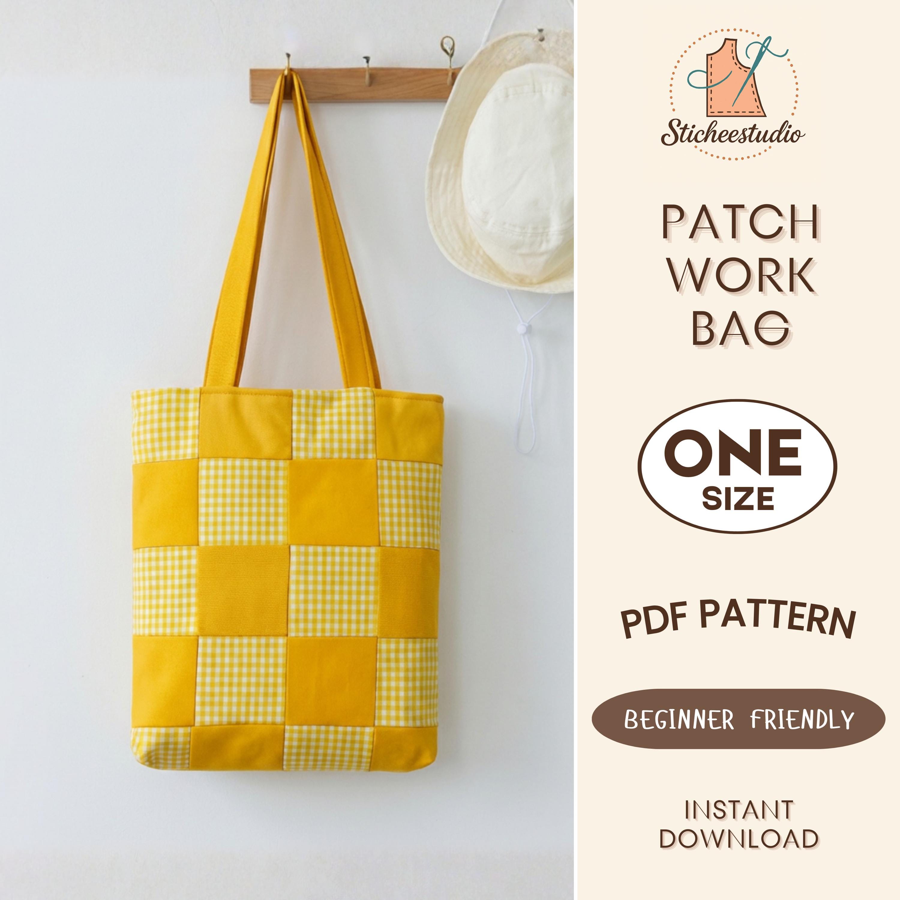Patchwork Quilted Tote Sewing Pattern PDF - Market Bag Template
