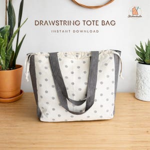 Drawstring Tote Bag Sewing Pattern PDF | Reversible Bag for Beginners | Drawstring Shoulder Bag Pattern | A4 A0 US Letter Instant Download