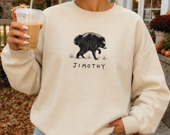 Vintage Jimothy Raccoon Sweatshirt, Retro Trash Panda Graphic Hoodie, Unisex Fit, SS1191