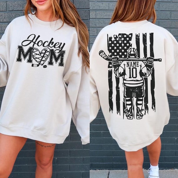 Custom Hockey Mom Sweatshirt, Custom Name Number Hockey Hoodie, Hockey Mom Sweatshirt,Hockey Mama Gift,Custom Hockey Team Tees