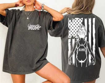 Comfort Colors Custom Gymnastics Mom Shirt, Custom Name Gymnast Tee, Dance Mom T-Shirt,Gymnastic Mama Gift, Personalized Gymnast Tees