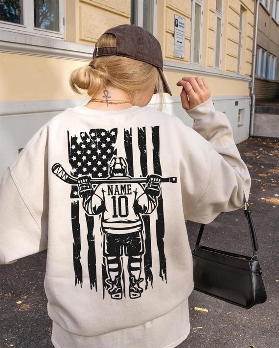 Custom Hockey Sweatshirt, Custom Name Number Hockey Hoodie, Hockey Mom Sweatshirt,Hockey Mama Gift,Custom Hockey Team Tees