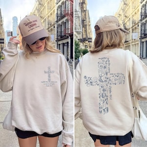 Seashells Cross Beachy Christian Sweatshirt, Ocean Faith Hoodie Catholic Gift