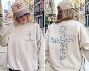 Seashells Cross Beachy Christian Sweatshirt, Ocean Faith Hoodie Catholic Gift