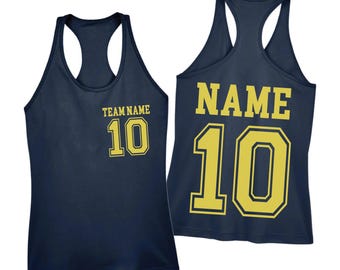 Custom Name and Back Number, Personalized Sports V-Neck, Baseball, Softball, Football Jersey Tee, Your Team Racerback, SS1175