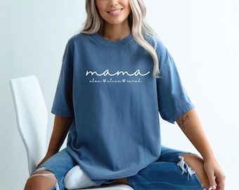 Personalized Mama Shirt With Kids Names: Mothers Day Gift For Mom,ss0686
