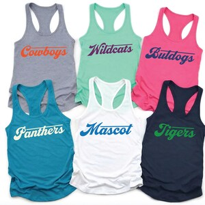 Custom Mascot Racerback, School Logo Tee, Custom School Team V-Neck, Personalized Team Racerback, Team Mascot Name,SS0964