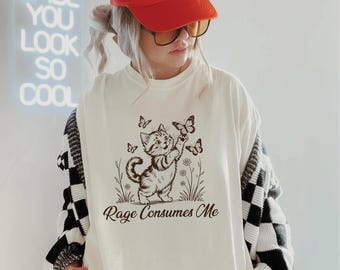 Rage Consumes Me Cat Shirt: Cute Meme Tee, Funny Sarcastic Kitten Gift,SS0580