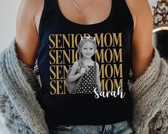 Personalized Vintage Photo Senior Mom V-Neck: Senior 2026 Gifts, Class Of 2026 Mom Racerback, SS1090