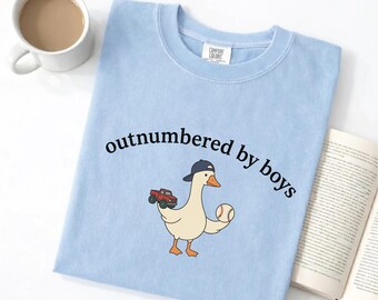 Comfort Colors Funny Goose Mama Shirt, Outnumbered by Sons Gift, Gift for Dad of Boys, SS1101