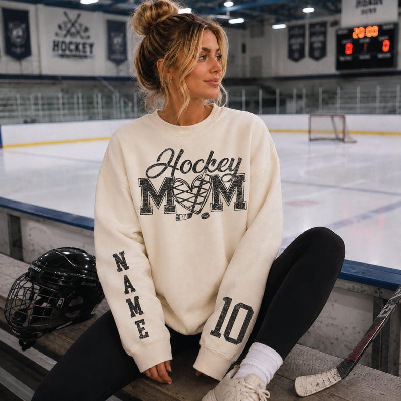 Custom Hockey Mom Sweatshirt, Custom Name Number Hockey Hoodie, Hockey Mama Gift, Custom Hockey Team Tees, SS1220 image 1