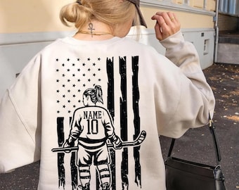 Custom Hockey Sweatshirt, Custom Name Number Hockey Hoodie, Hockey Mom Sweatshirt,Hockey Mama Gift,Custom Hockey Team Tees