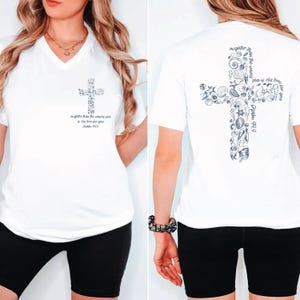 Seashells Cross Beachy Christian V-neck, Ocean Faith Racerback Catholic Gift