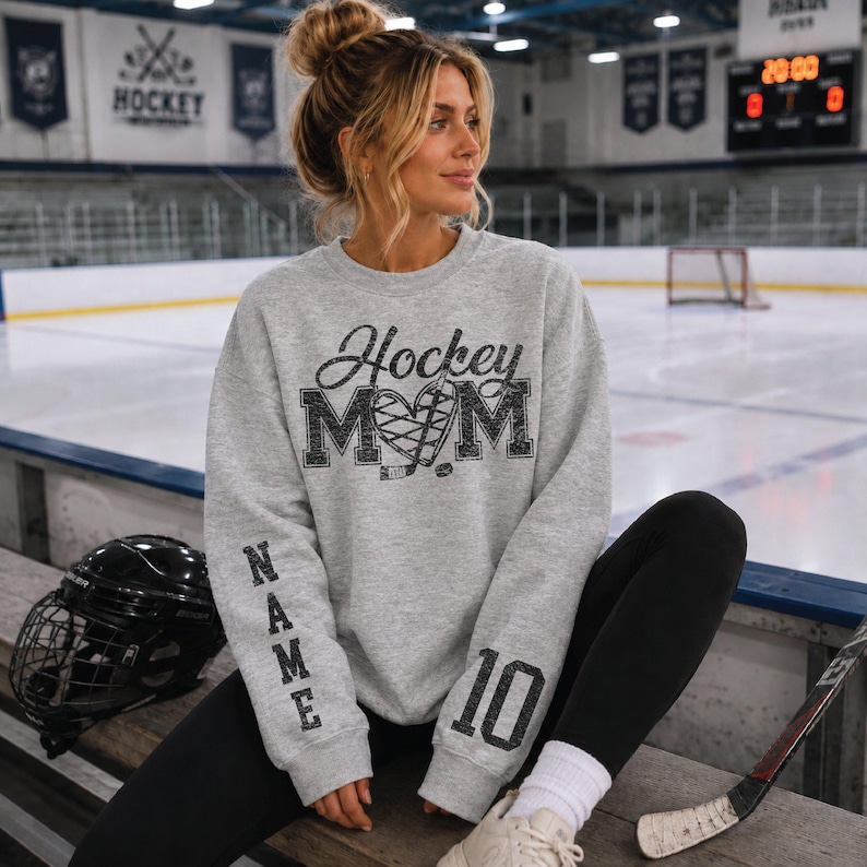 Custom Hockey Mom Sweatshirt, Custom Name Number Hockey Hoodie, Hockey Mama Gift, Custom Hockey Team Tees, SS1220 image 3