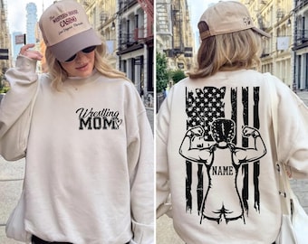 Custom Wrestling Mom Sweatshirt, Custom Name Wrestling Hoodie, Wrestling Mom Sweatshirt,Wrestling Mama Gift,Personalized Wrestling Tees