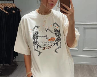 Vintage Halloween Skeleton Comfort Colors Shirt, Tis' the Season, Retro Halloween Tee, SS1132