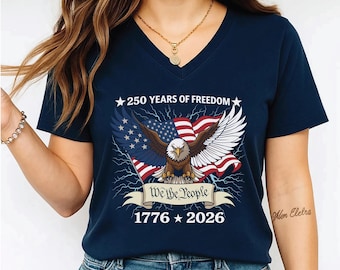 250º Aniversario de los Estados Unidos, Cuello en V, 1776-2026, Espalda deportiva, Regalo del Día de la Independencia del 4 de julio, SS1111