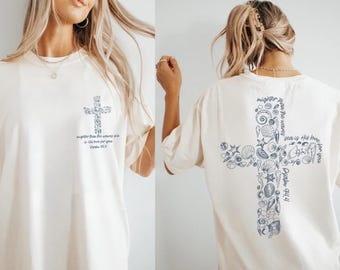 Seashells Cross Beachy Christian Shirt, Ocean Faith Tee Catholic Gift