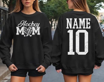 Custom Hockey Mom Sweatshirt, Custom Name Number Hockey Hoodie, Hockey Mom Sweatshirt,Hockey Mama Gift,Custom Hockey Team Tees