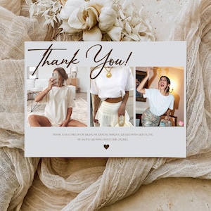 The image is a collage of three photos featuring a woman in different outfits, with a floral background. The text on the collage reads "Thank you! Your style is so much for liking my designs, which I created with great love. So much for your orders."
