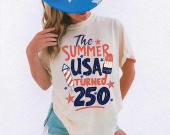 Comfort Colors The Summer USA Turned 250 Shirt,  Patriotic Summer Doodle Tee, America 250th Anniversary Shirt, SS1135