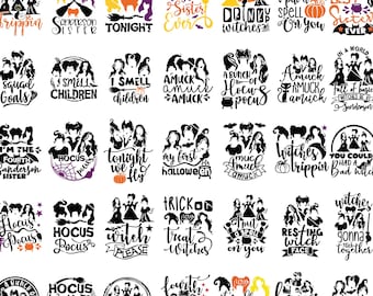 40+ Hocus Pocu PNG Bundle, Halloween Png, Sandersonn Sisterss Png, Hocuss Pocu Halloween, Witches Png, Halloween Sublimation Bundle